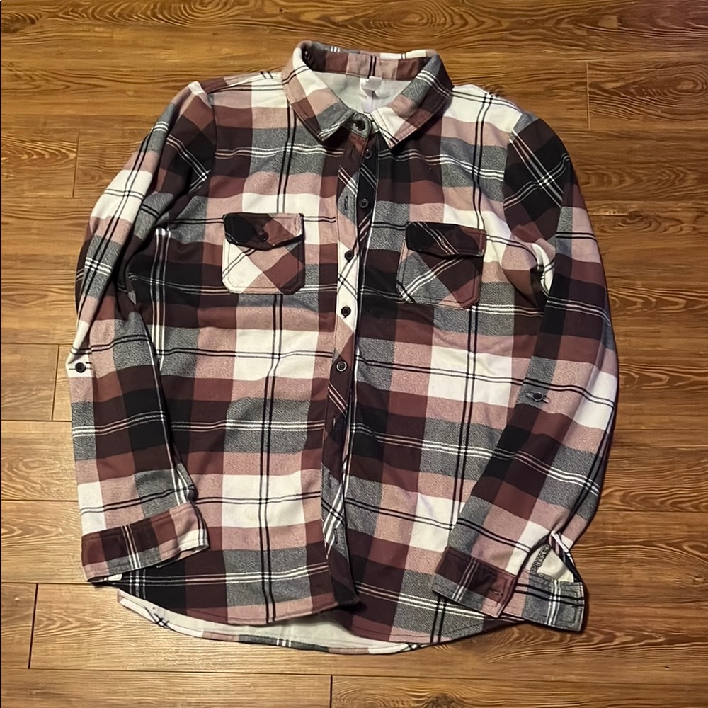 Plaid Shirt - Black, White, and Brown
